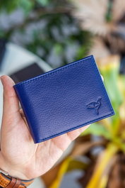 Zoozie Bags Cartera de Piel Auténtica para Hombre, Azul Marino con Bloqueo RFID, Elegante y Duradera